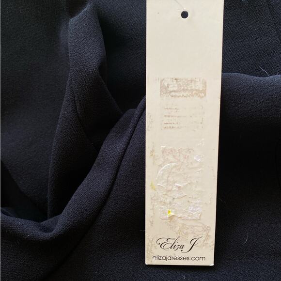 Eliza J Tuxedo Wrap Surplice V-Neck Scuba Crepe Tie Waist Long Sleeve Dress - Picture 8 of 10